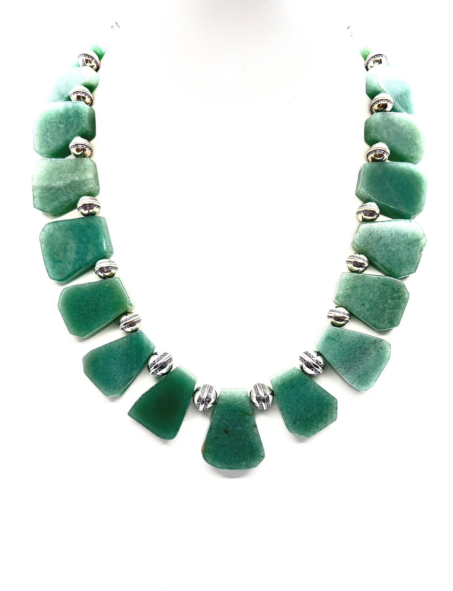 Petunia with Jade and Stamped Sterling Silver