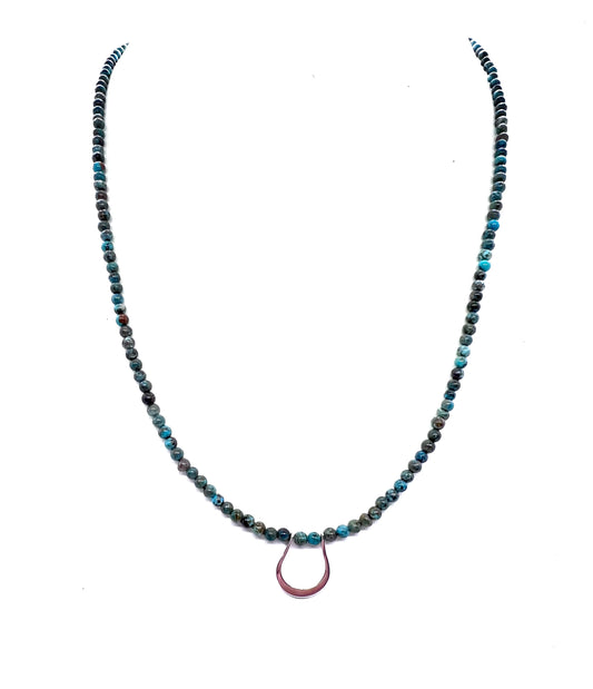 Horseshoe Pendant Necklace with Kingman Turquoise