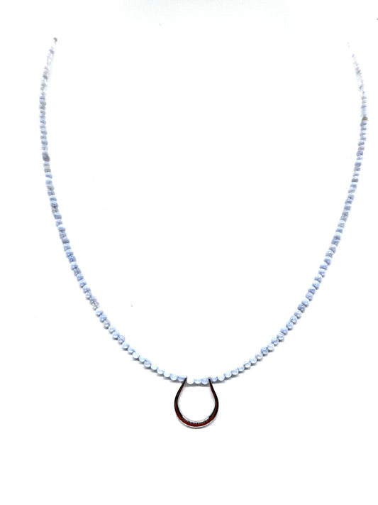 Horseshoe Pendant Necklace with Chalcedony