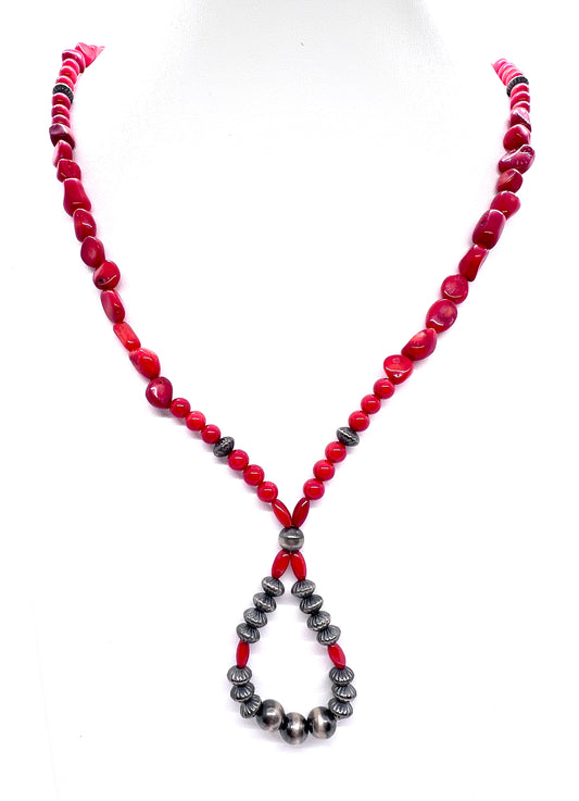 Red Coral and Navajo Pearl Necklace