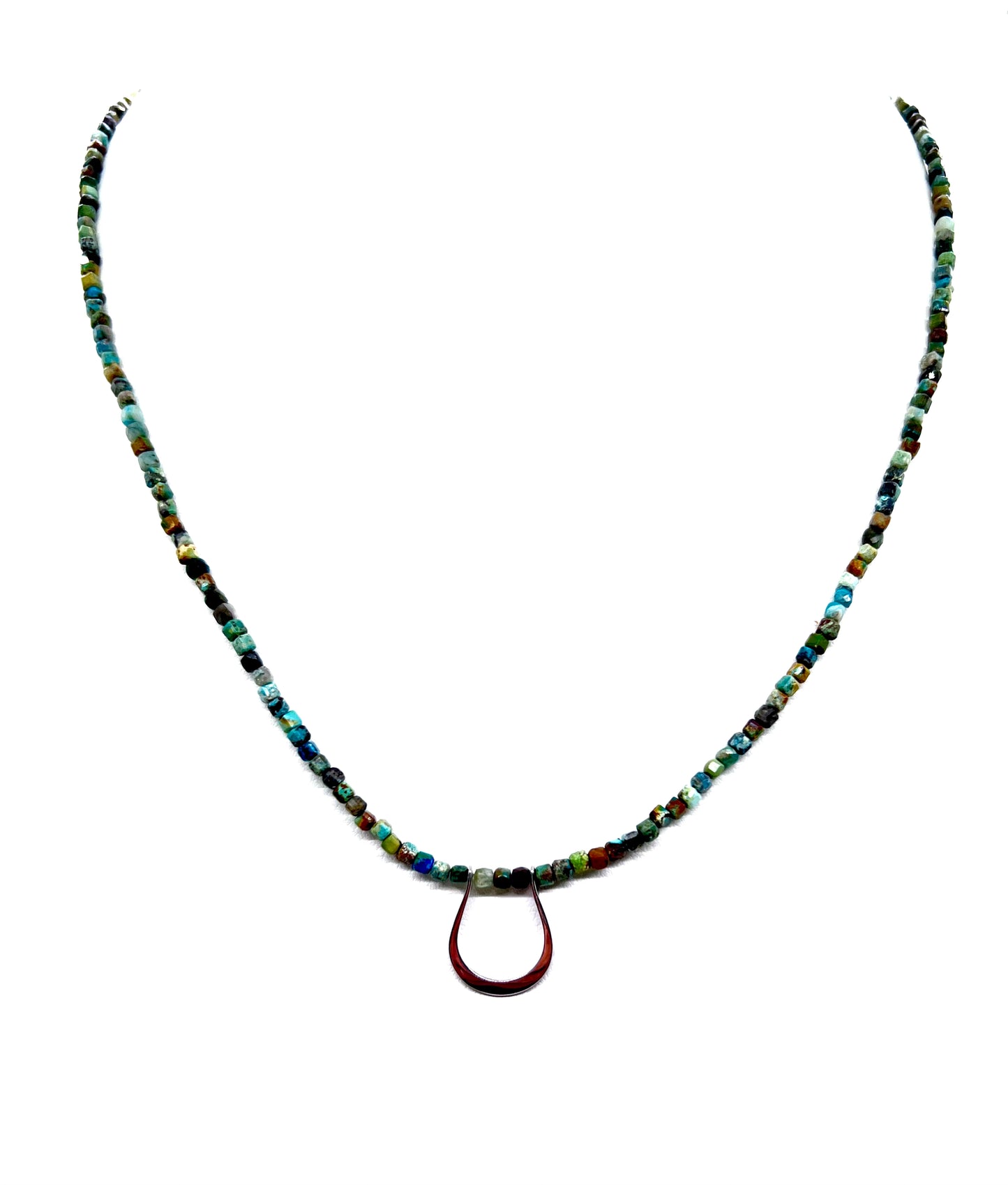 Horseshoe Pendant Necklace with Natural Turquoise