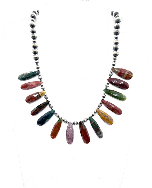 Petunia with Jasper and Navajo Pearls