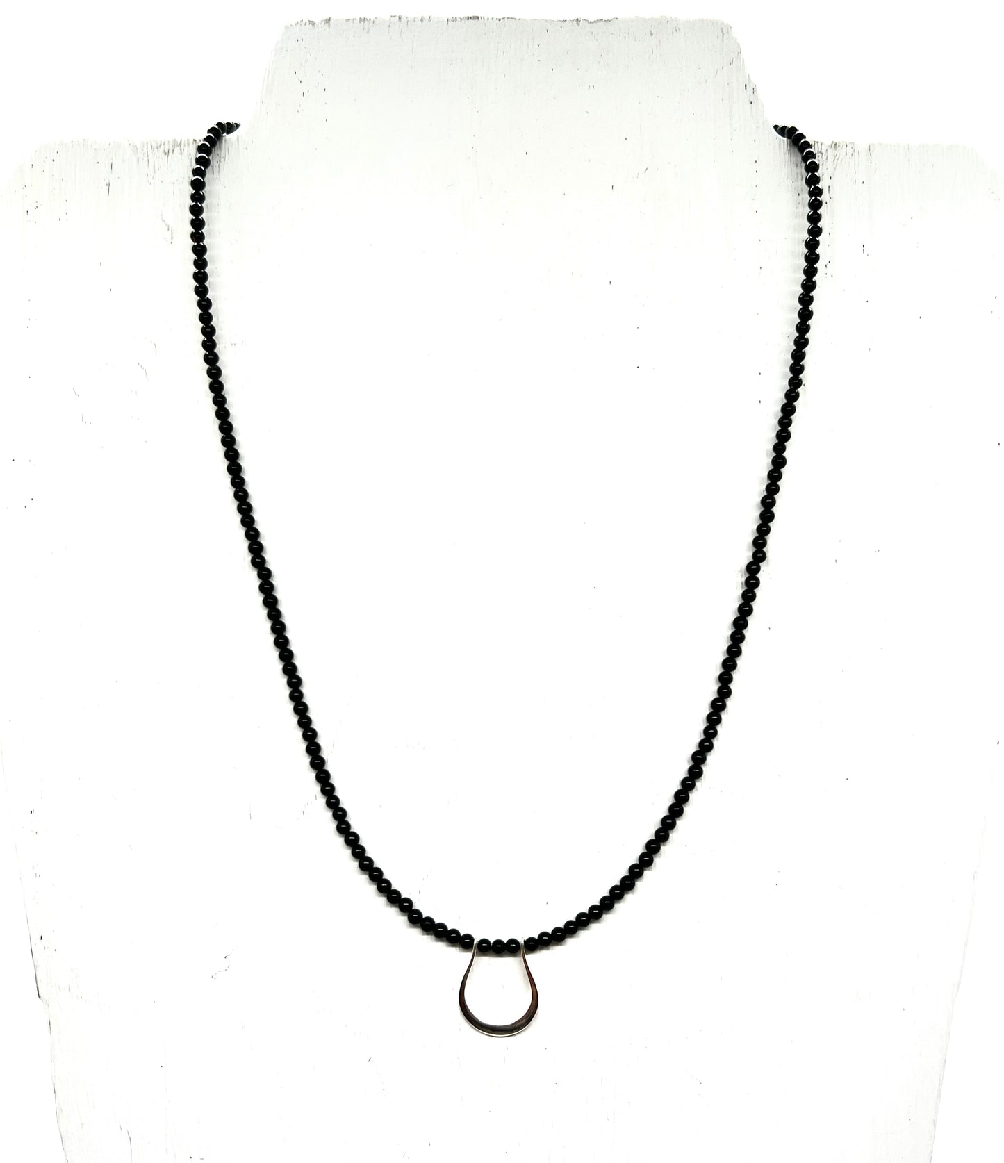 Onyx and Sterling Silver Horseshoe Pendant Necklace