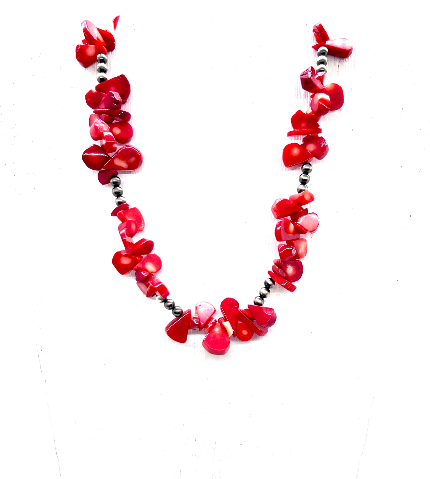 Petunia with Red Coral and Navajo Pearls